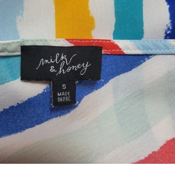 Milk & Honey Striped Romper V-Neck Sleeveless Colorful Casual Summer - Size S - Picture 8 of 10